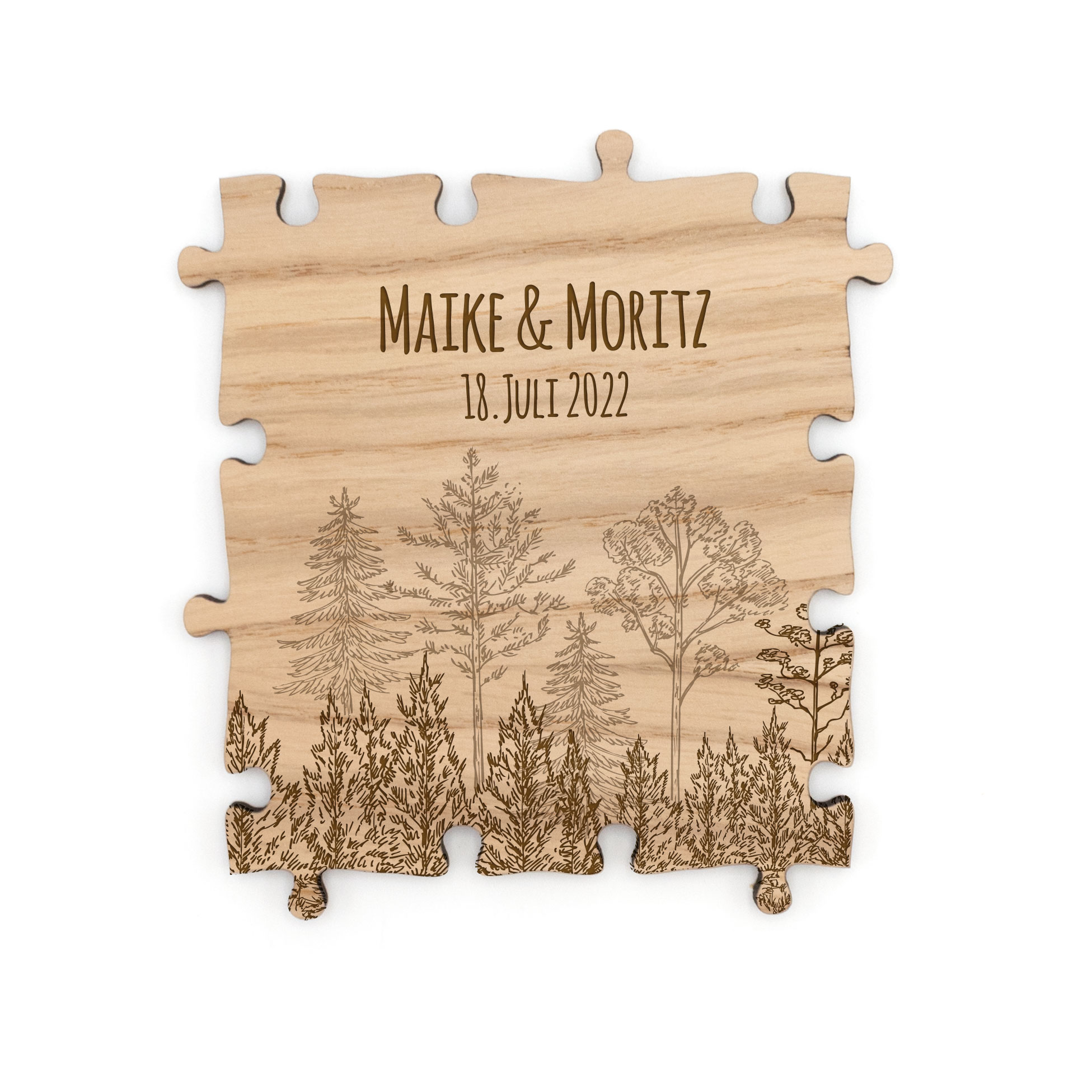Gästebuch Puzzle Holz zur Hochzeit, Wald 124 Teile, personalisiert